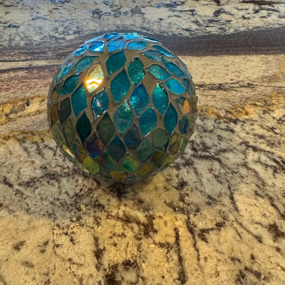 Mosaic Glass Sphere Decor - Blue and Green
